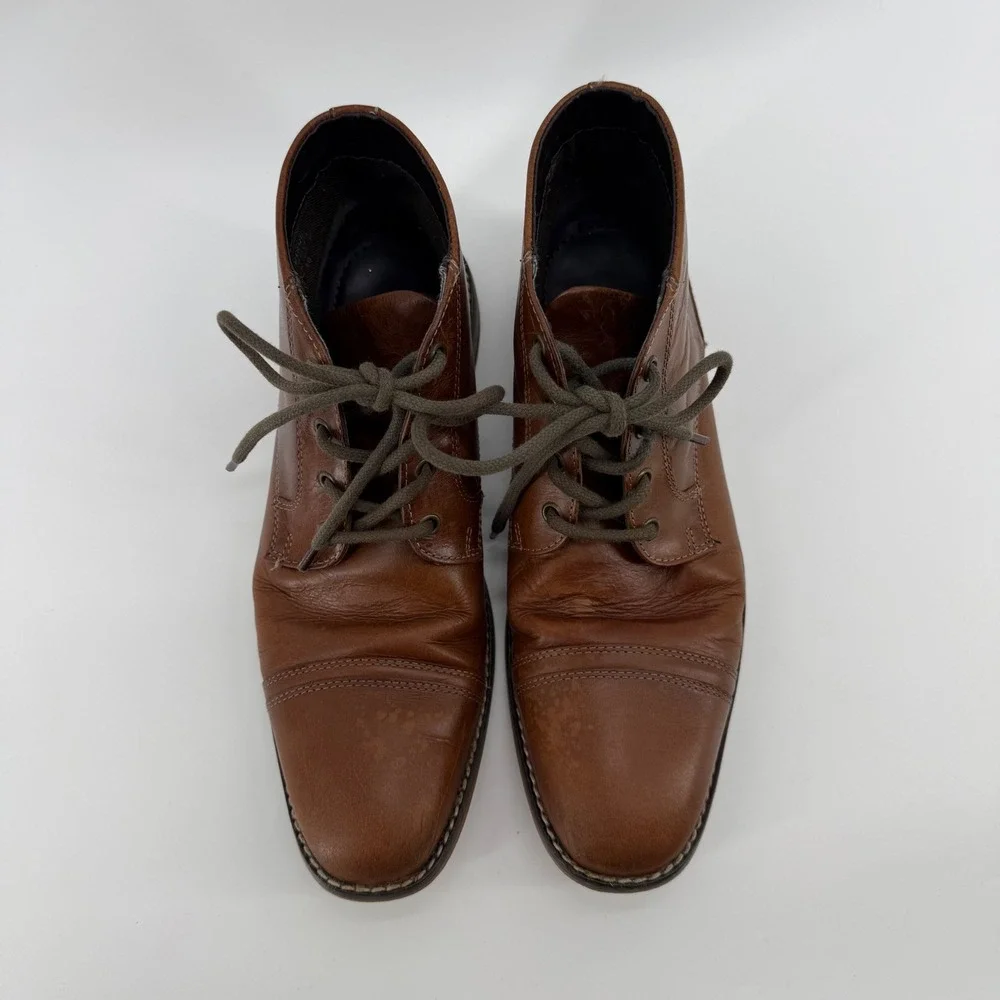 Steve Madden Mens Kirve Brown Leather Cap Toe Chukka Boots SMH7LF037 Size 10